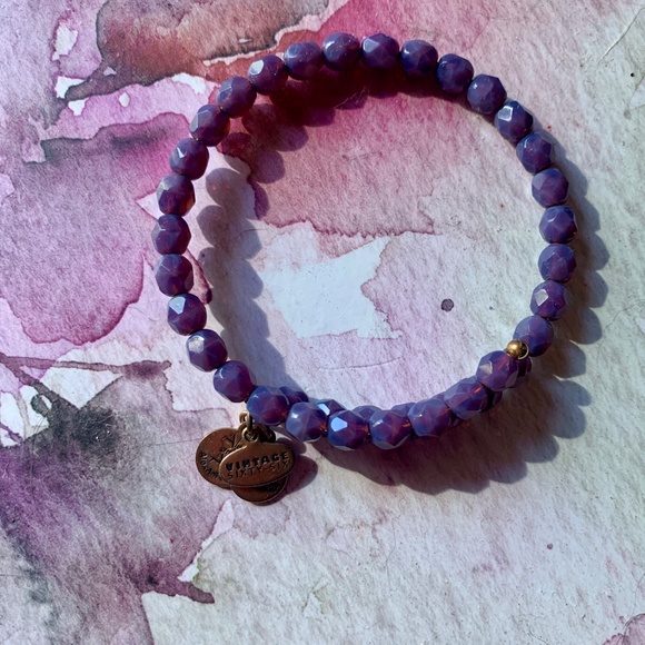 π Alex and Ani - 2013 Purple Bead Vintage Sixty-Six Wrap Bracelet NWOT π - Picture 3 of 5